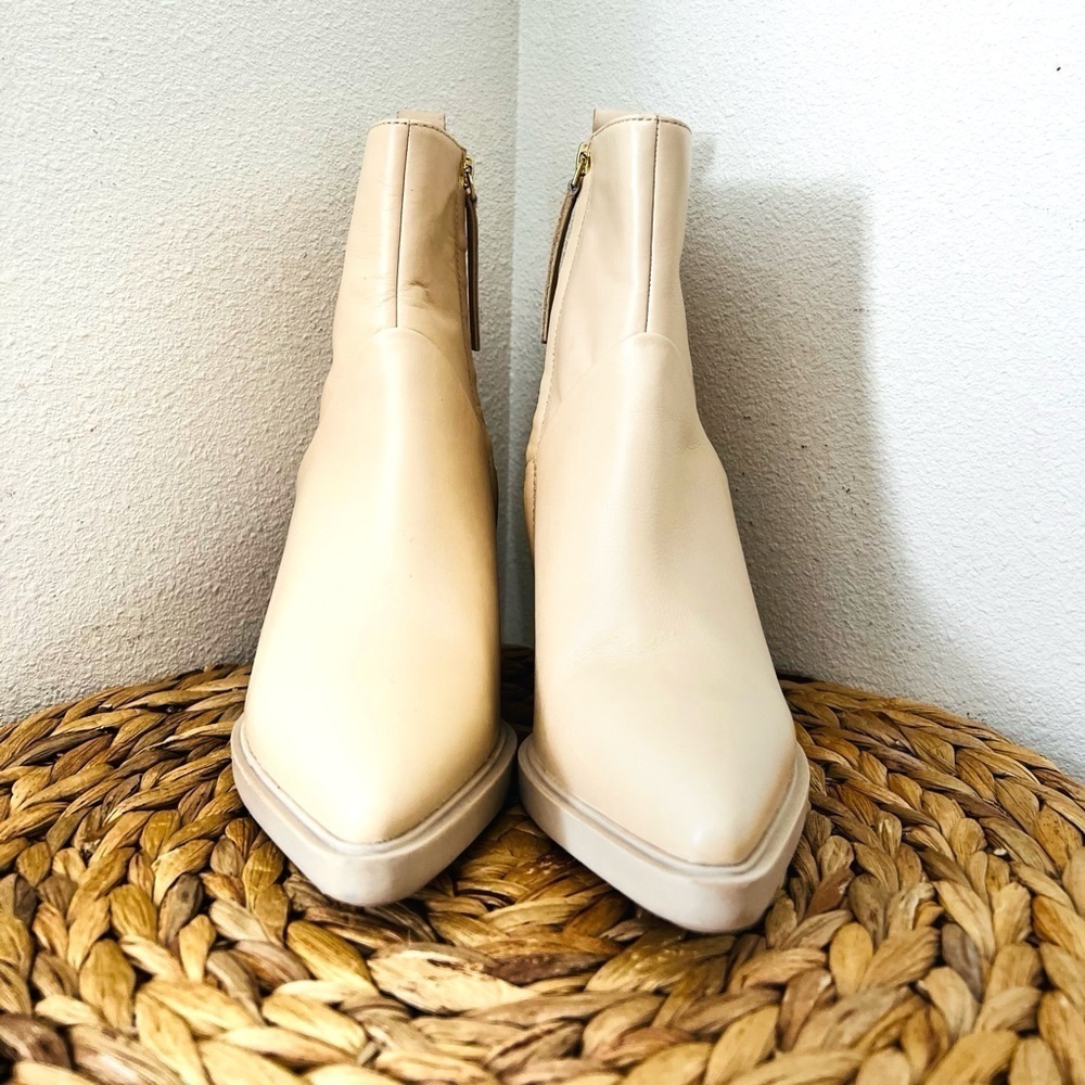 SEYCHELLES Booties SHINING STAR LEATHER POINTED TOE MID-CALF BOOTS cream ivory - Picture 4 of 7
